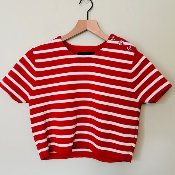 Zara Nautical Crop Top Size Large - Picture 1 of 7